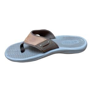 NEW Sperry Outer Banks Sandals Mens Size 12 Leather Brown Flip-Flops Thong Slide